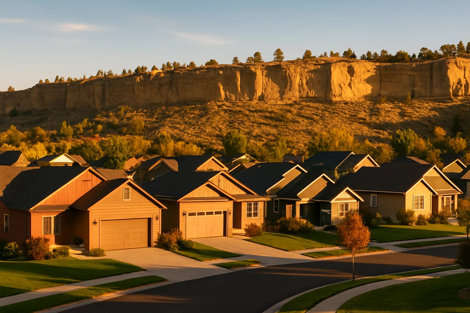 Billings neighborhood with the Rimrocks cliffs behind it
