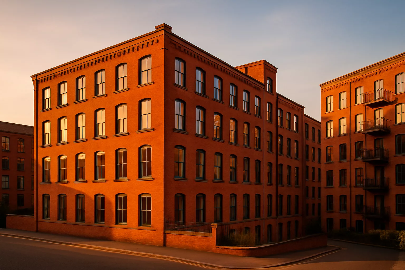Manchester red-brick mill buildings converted to residential lofts
