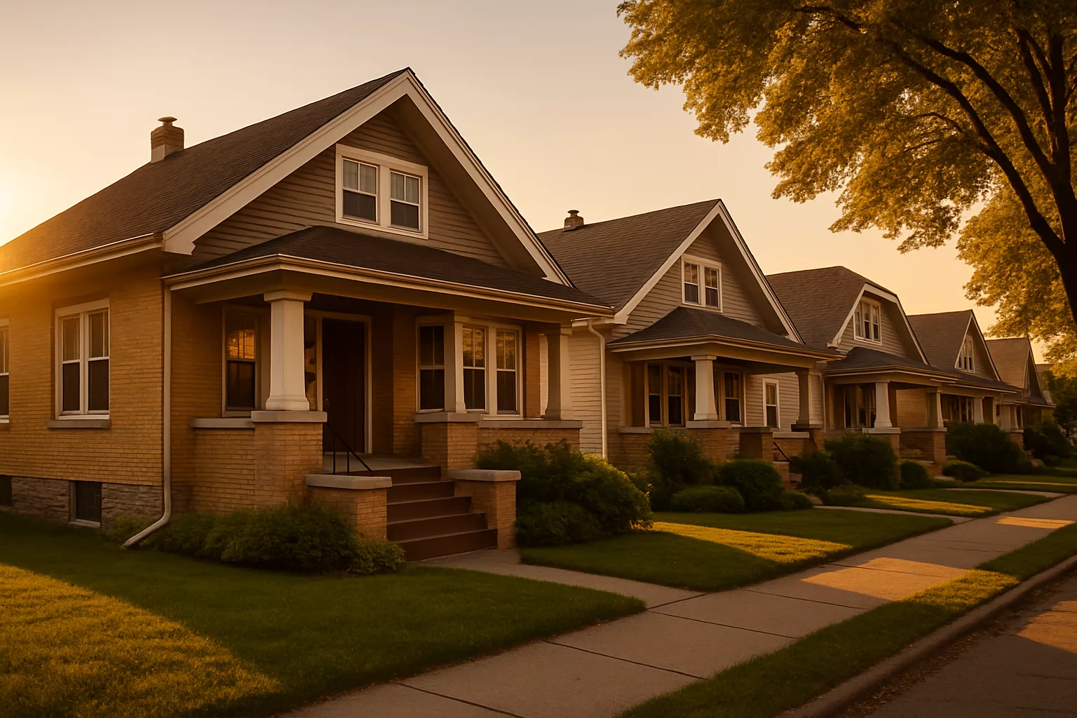 Milwaukee bungalows along a residential street